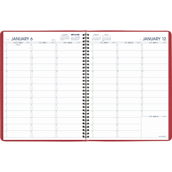 slide 2 of 3, 2025 At-A-Glance Weekly Appointment Book Planner, 8-1/4"" X 11"", Red, January 2025 To December 2025, 709401325, 1 ct