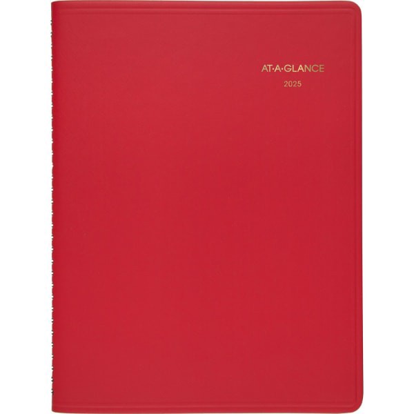 slide 1 of 3, 2025 At-A-Glance Weekly Appointment Book Planner, 8-1/4"" X 11"", Red, January 2025 To December 2025, 709401325, 1 ct