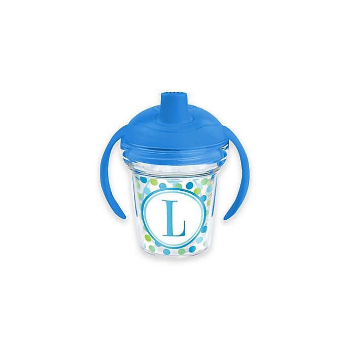 slide 1 of 1, Tervis My First Tervis Blue Dot Pattern Monogram Initial L'' Sippy Cup with Lid'', 6 oz