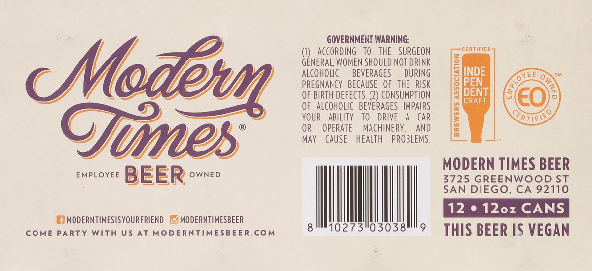 slide 3 of 9, Modern Times Beer Mixed Pack 12 - 12 oz Cans, 12 ct