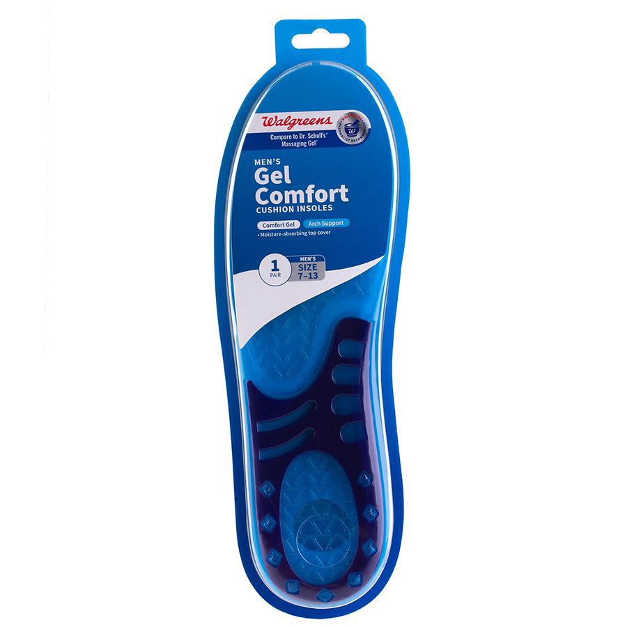 slide 1 of 1, Walgreens Men's Gel Comfort Cushion Insoles, size 7 ct; 13 1pair