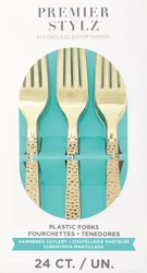 Unique Hammered Gold Forks, 24 ct Box