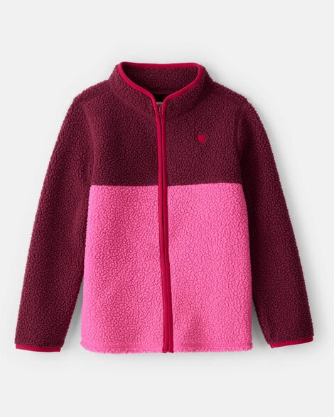 slide 1 of 3, Oshkosh Girls Microfleece Long-Sleeve Zip-Up Jacket - Pink Pink 12, 1 ct