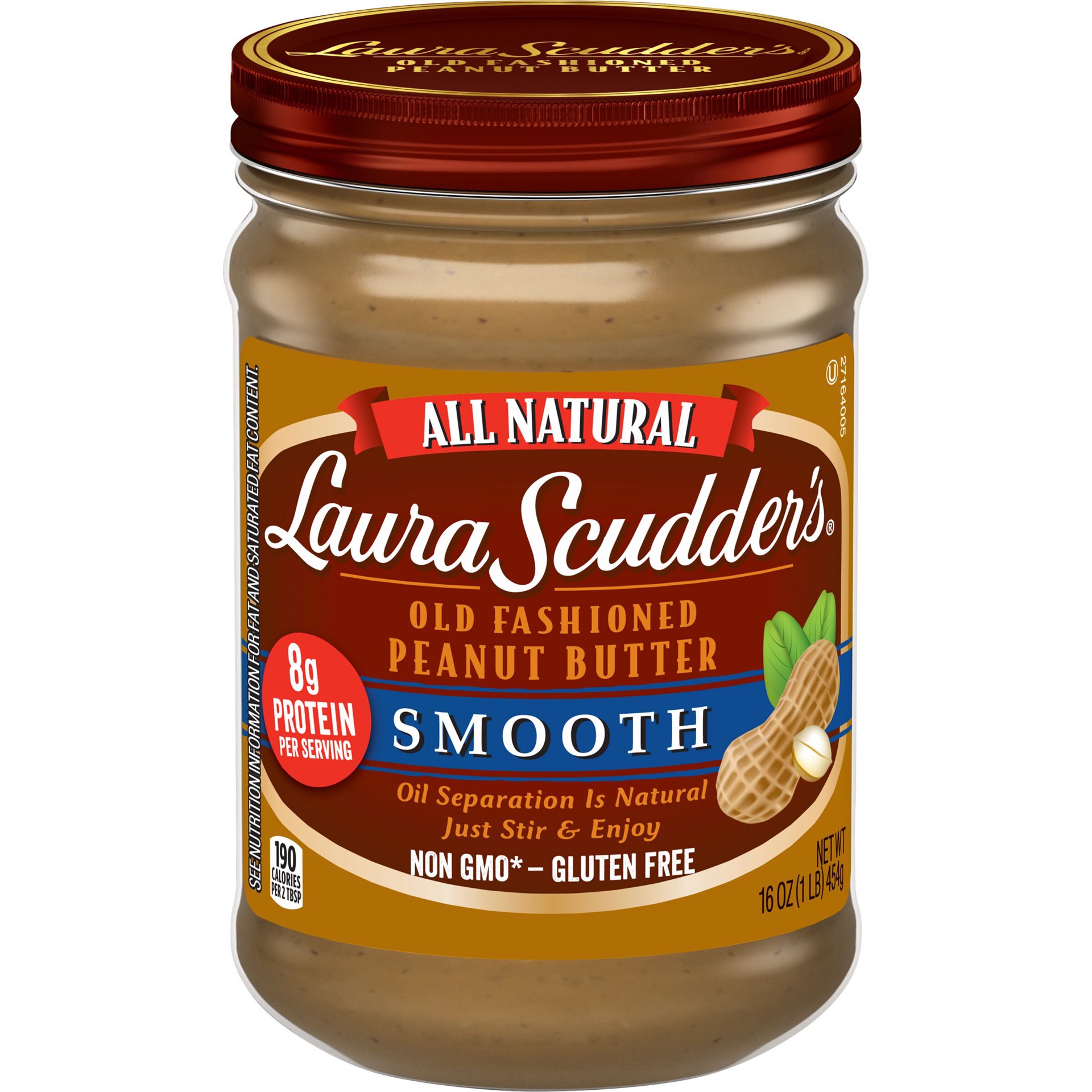 slide 1 of 4, Laura Scudder All Natural Smooth Peanut Butter - 16oz, 16 oz