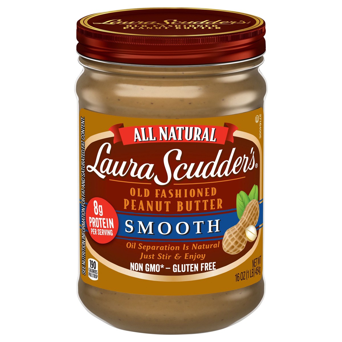 slide 1 of 4, Laura Scudder's All Natural Smooth Peanut Butter, 16 oz. Jar, 16 oz