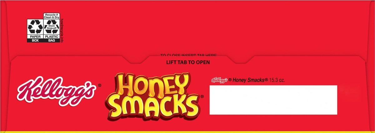 slide 8 of 8, Honey Smacks Kellogg's Honey Smacks Breakfast Cereal, Made with Whole Grain, Kids Snacks, Large Size, Original, 15.3oz Box, 1 Box, 15.3 oz