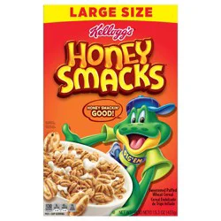Kellogg's Honey Smacks Breakfast Cereal, Made with Whole Grain, Kids Snacks, Large Size, Original, 15.3oz Box (1 Box)