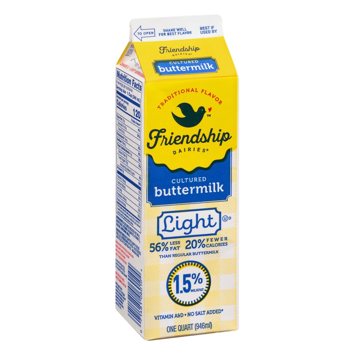 slide 13 of 13, Friendship Dairies Buttermilk, Traditional Flavor, Cultured, Light, 1 qt