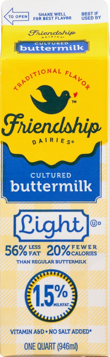 slide 4 of 13, Friendship Dairies Buttermilk, Traditional Flavor, Cultured, Light, 1 qt