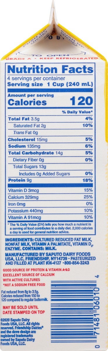 slide 5 of 13, Friendship Dairies Buttermilk, Traditional Flavor, Cultured, Light, 1 qt