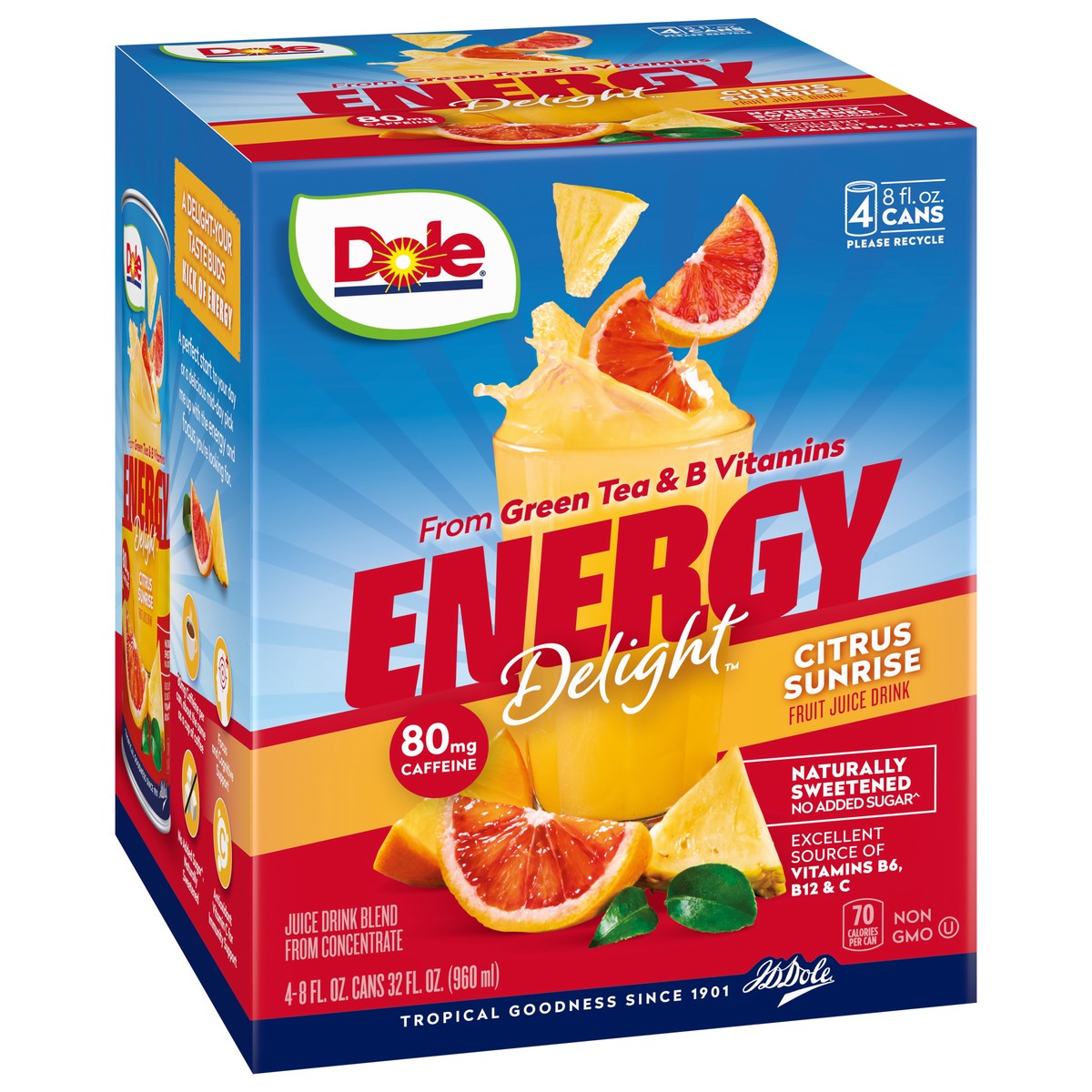 slide 8 of 9, Dole Energy Delight Citrus Sunrise Fruit Juice Drink - 4 ct, 4 ct