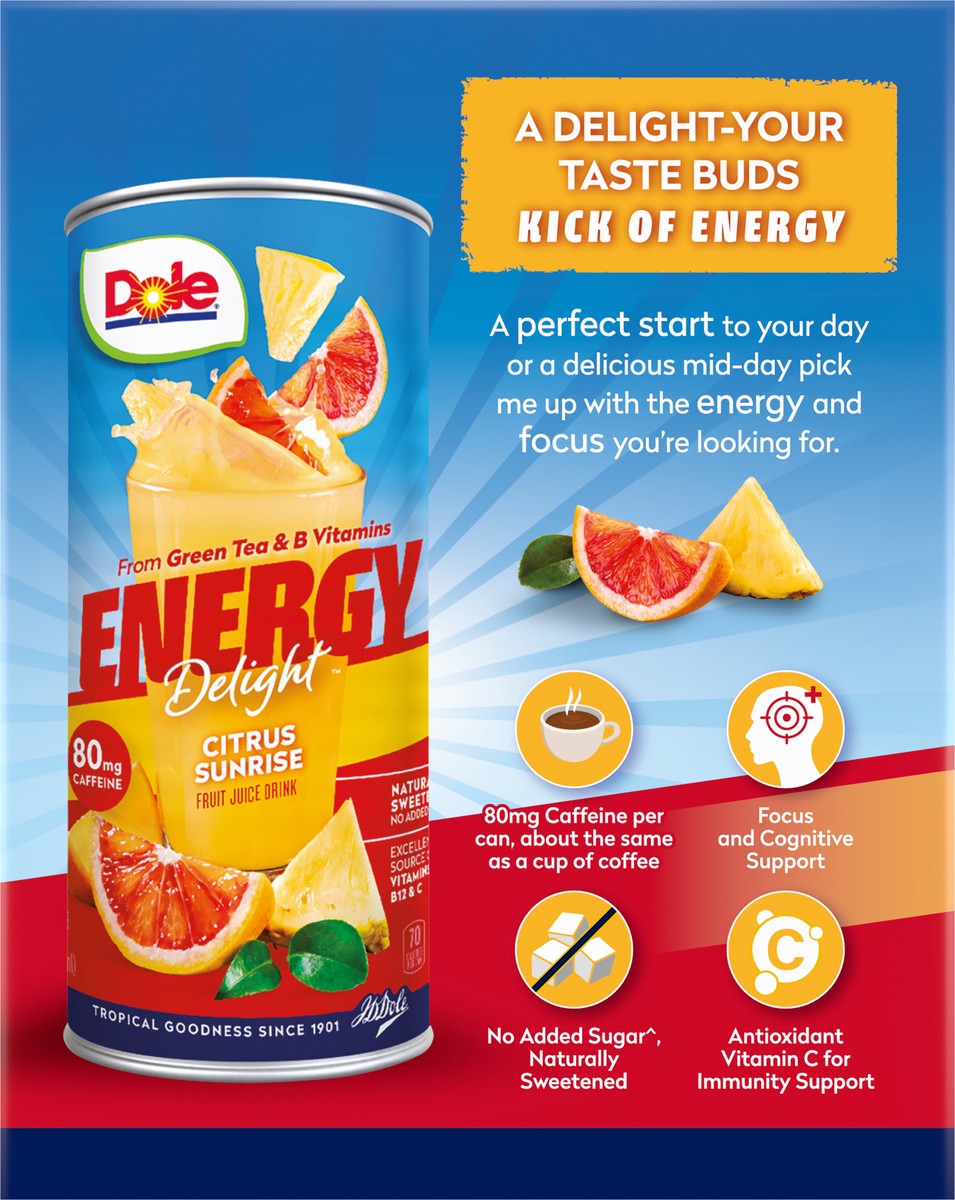 slide 4 of 9, Dole Energy Delight Citrus Sunrise Fruit Juice Drink - 4 ct, 4 ct