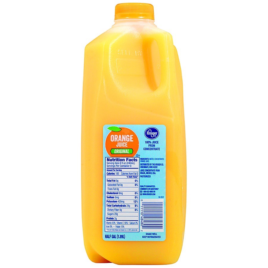 slide 1 of 1, Kroger Orange Juice - 1/2 gal, 1/2 gal