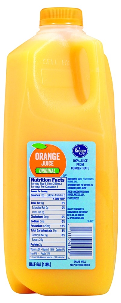 slide 1 of 1, Kroger Orange Juice, 1/2 gal
