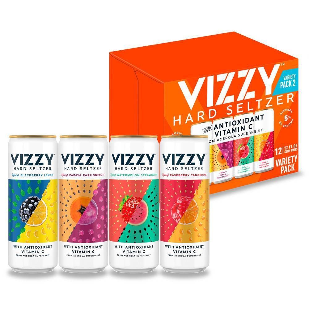 slide 1 of 1, Vizzy VIZZY Hard Seltzer Refreshingly Berry Variety Pack #2 - 12pk/12 fl oz Slim Cans, 12 fl oz