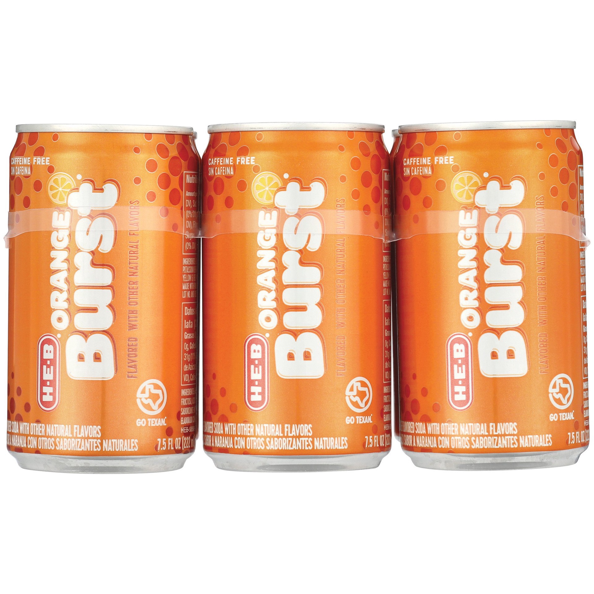 slide 1 of 1, H-E-B Orange Burst Soda 6 pk Mini Cans, 6 ct