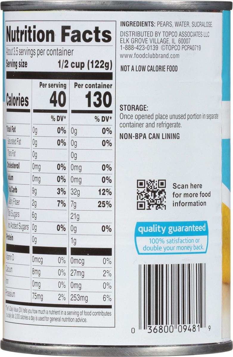 slide 14 of 14, Food Club Bartlett Pear Halves Packed In Water, 14.5 oz