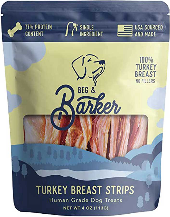 slide 1 of 1, Beg & Barker Turkey Breast Strips Dog Treats, 4 oz