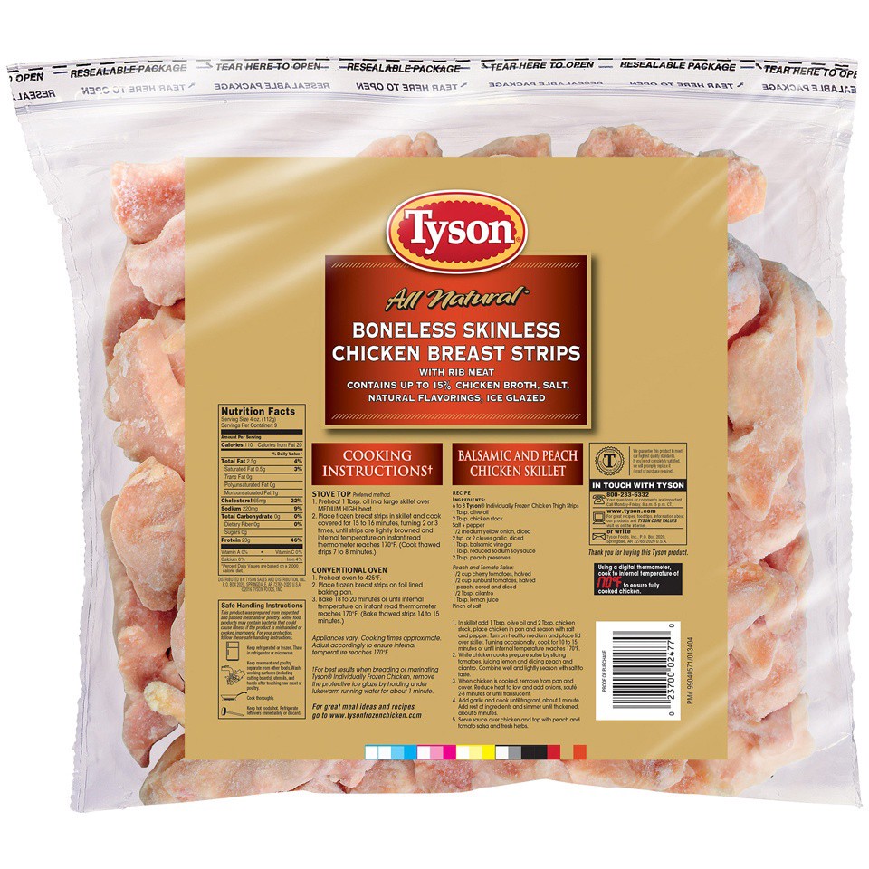 slide 2 of 2, Tyson All Natural Boneless Skinless Chicken Breast Strips, 36 oz