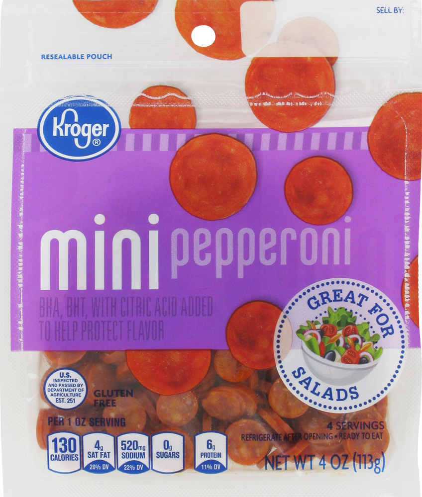 slide 1 of 2, Kroger Sliced Mini Pepperoni, 4 oz