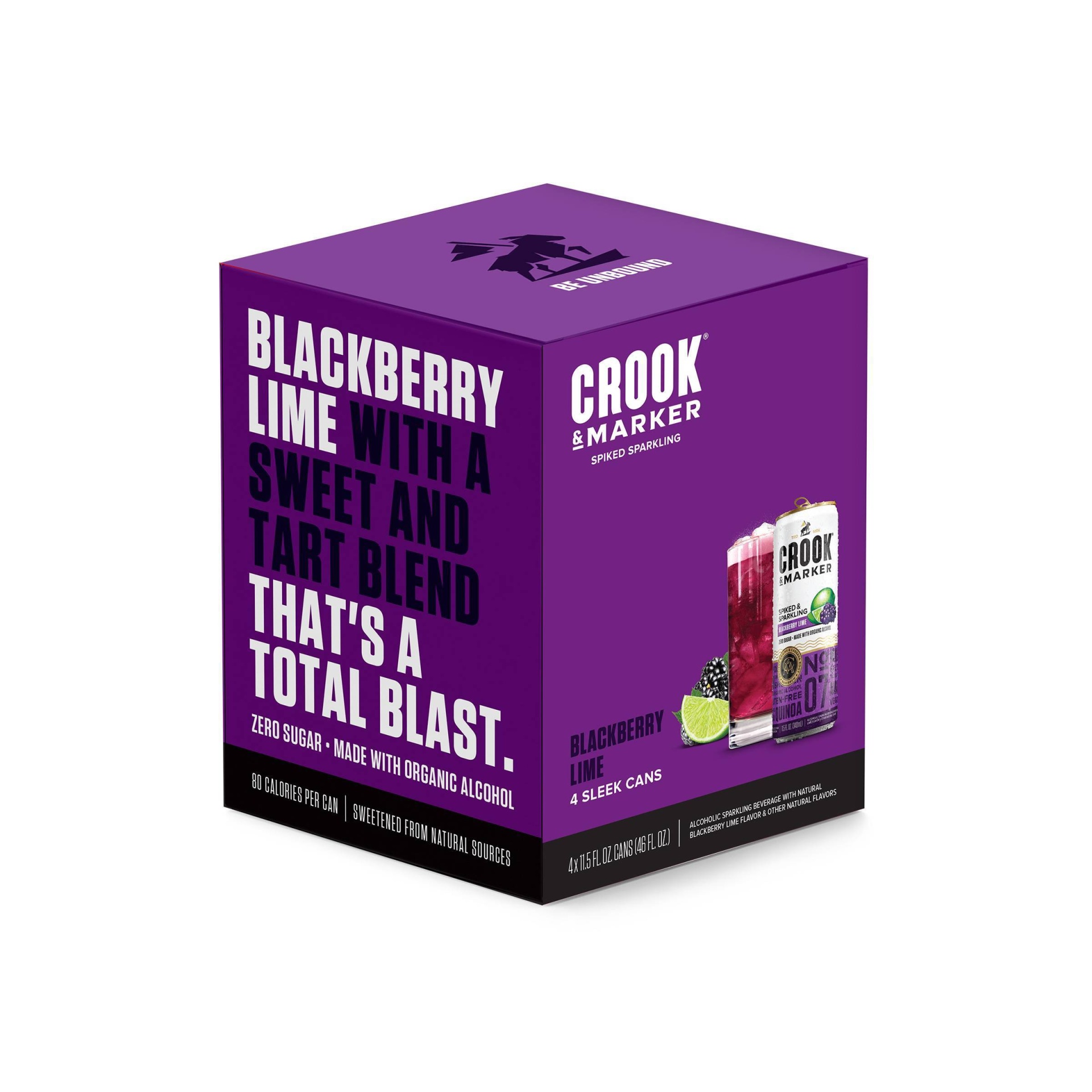 slide 1 of 1, Crook & Marker Spiked & Sparkling Beverage Blackberry Lime, 4 ct; 11.5 fl oz
