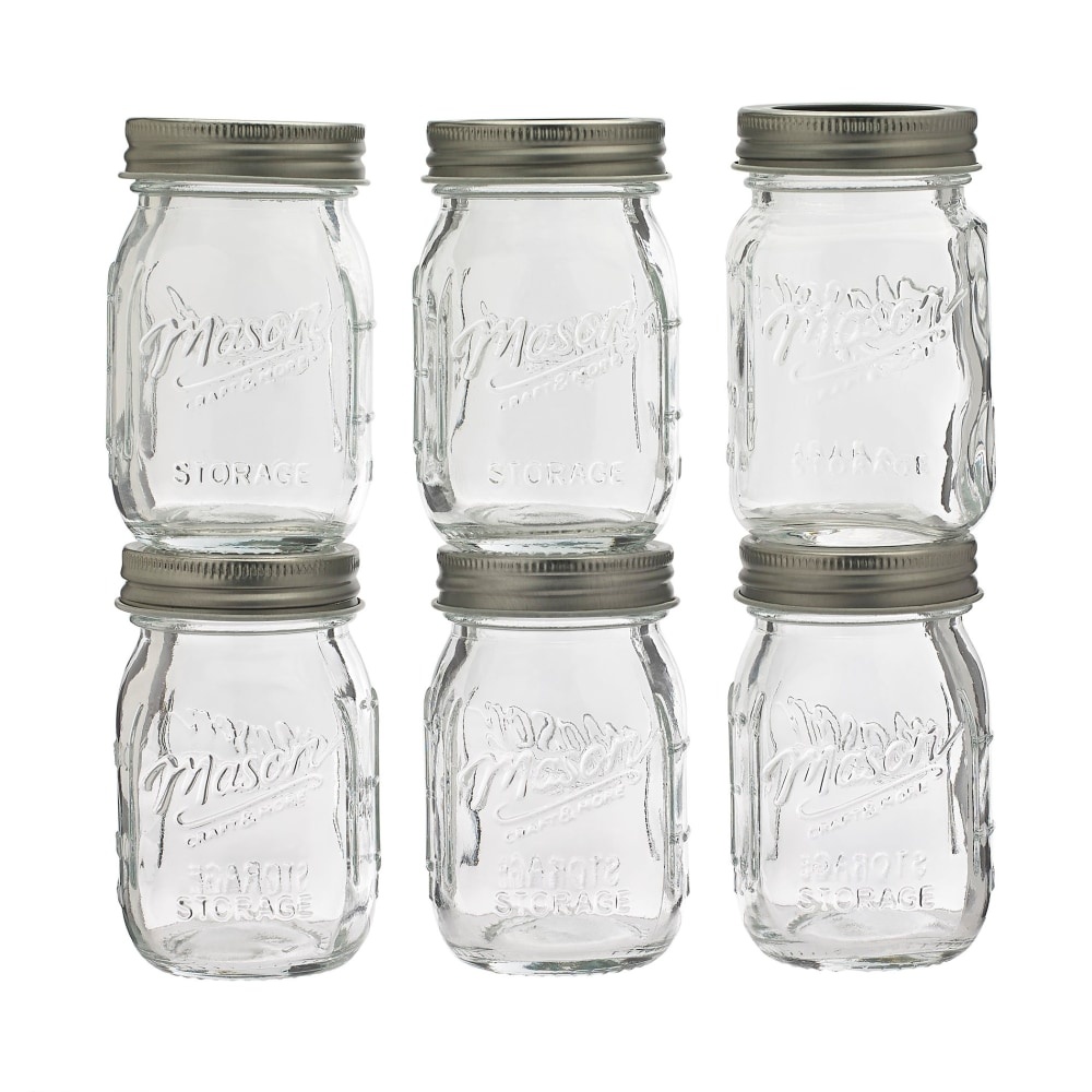 slide 1 of 1, Mason Craft & More Glass Canning Jars - 4 Ounce - Clear/Silver, 6 ct