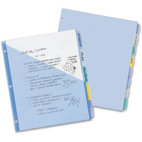 slide 2 of 4, Avery Write & Erase Plastic Dividers with Pocket, Multicolor, 5-Tab Set, 5 ct
