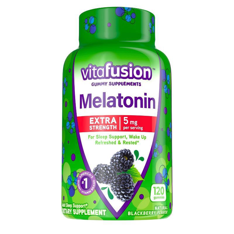 slide 1 of 4, vitafusion Extra Strength Melatonin Gummy Vitamins, 5mg, 120 ct Gummies, 120 ct