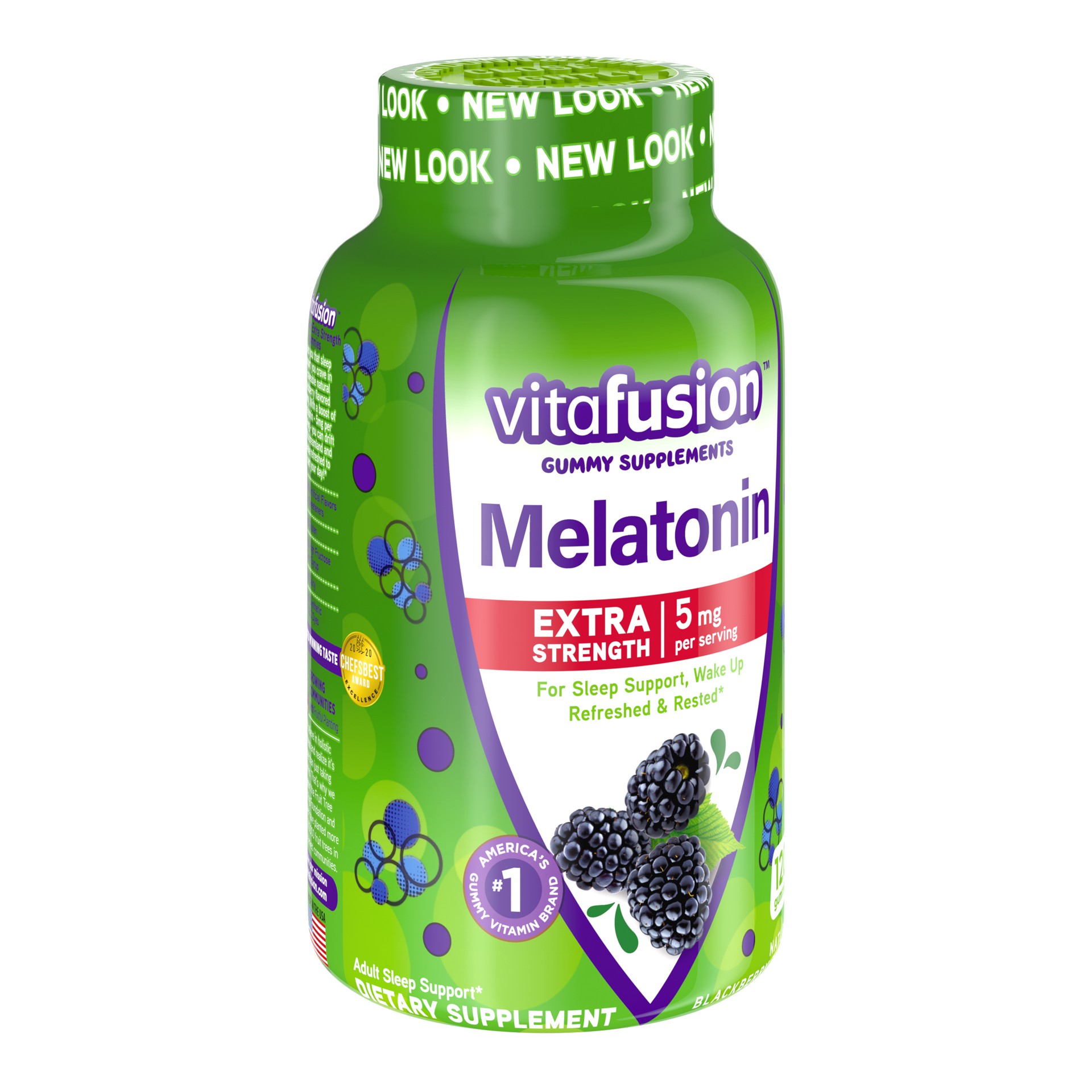 slide 2 of 4, vitafusion Extra Strength Melatonin Gummy Vitamins, 5mg, 120 ct Gummies, 120 ct