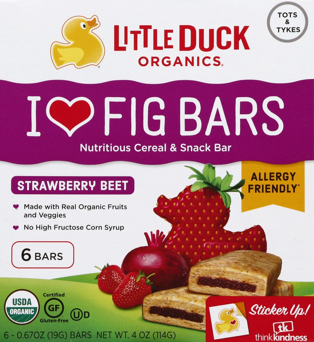 slide 4 of 4, Little Duck Organics Strawberry Beet Snack Bars, 4 oz