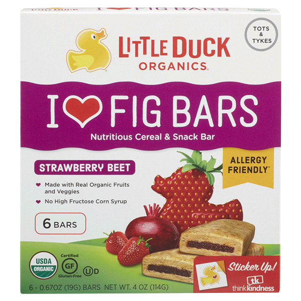 slide 1 of 4, Little Duck Organics Strawberry Beet Snack Bars, 4 oz