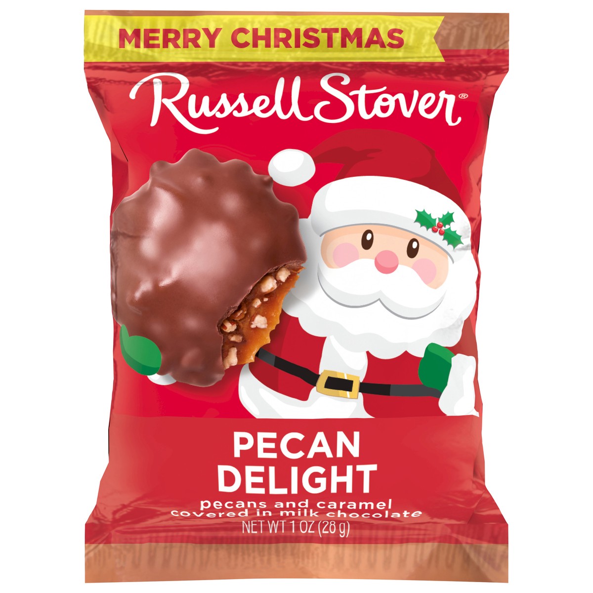 slide 1 of 8, RUSSELL STOVER Chirstmas Milk Chocolate Pecan Delight Ornament, 1 oz., 1 oz