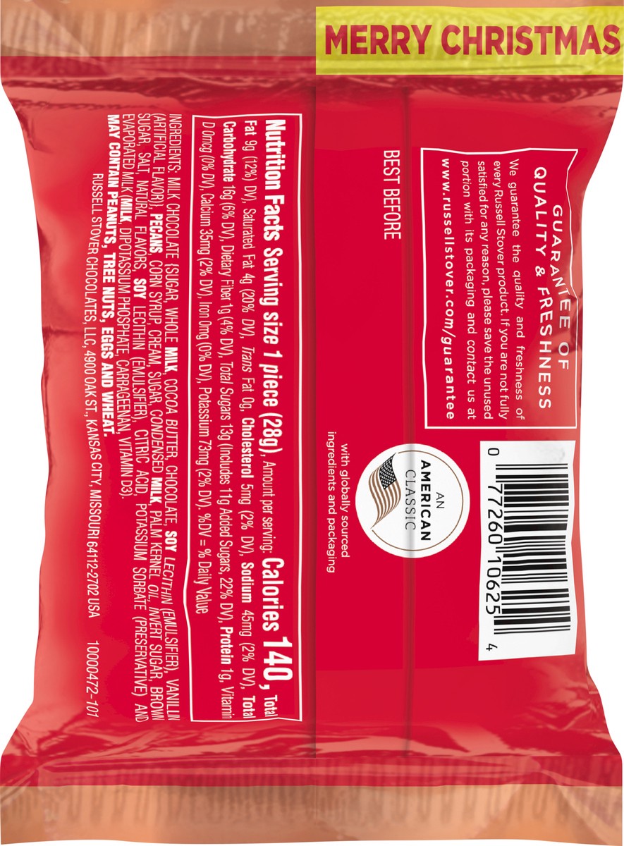 slide 4 of 8, RUSSELL STOVER Chirstmas Milk Chocolate Pecan Delight Ornament, 1 oz., 1 oz