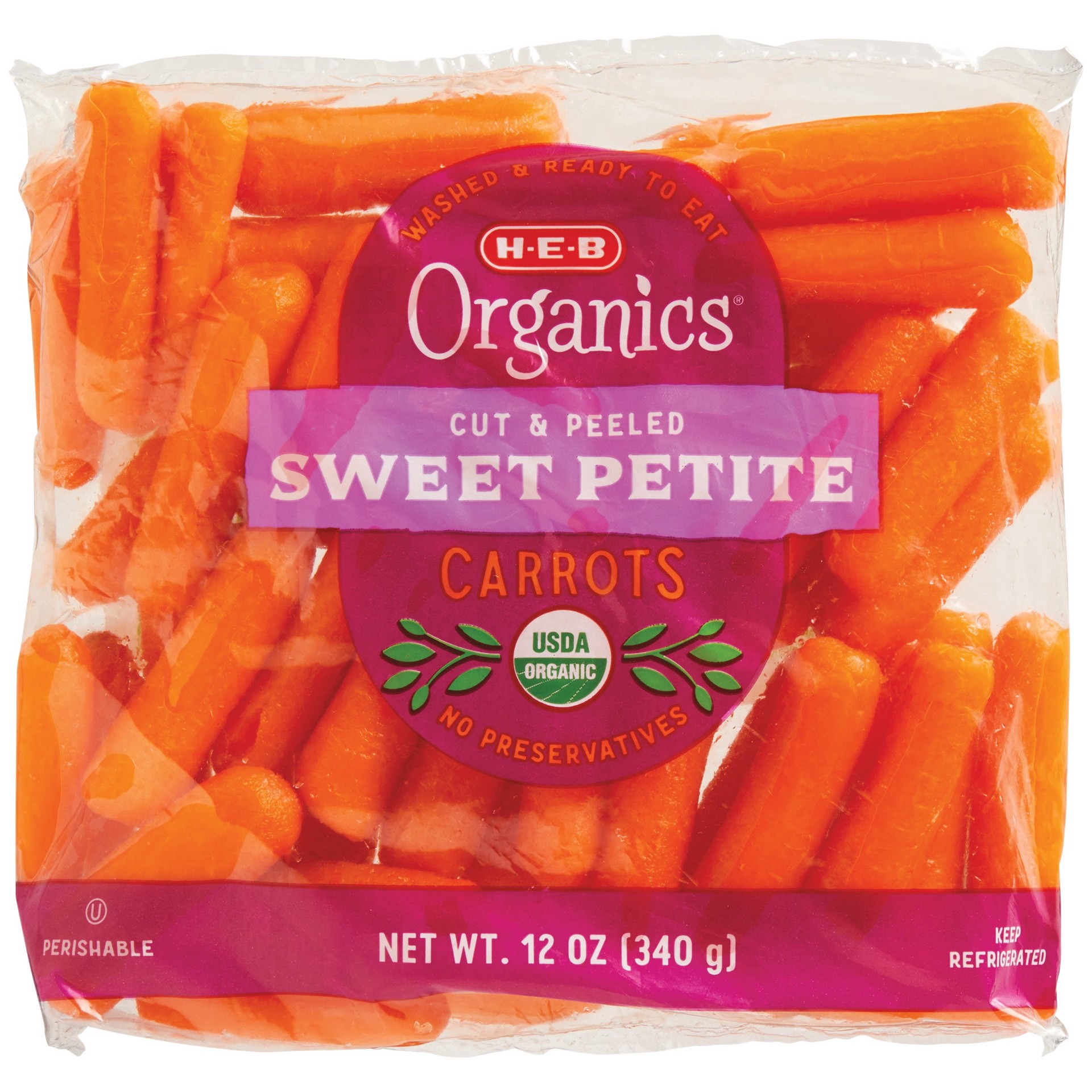 slide 1 of 1, H-E-B Organics Petite Carrots, 12 oz