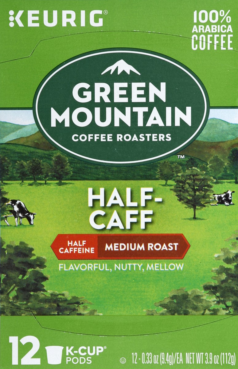 slide 1 of 5, Green Mountain Coffee Roasters Half Caff Keurig Single-Serve K-Cup pods, Medium Roast Coffee, 12 Count, 12 ct