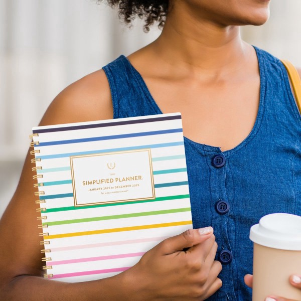 slide 3 of 9, 2025 Simplified By Emily Ley For At-A-Glance Weekly/Monthly Planner, 8-1/2"" X 11"", Happy Stripe, January To December, El32-905, 1 ct