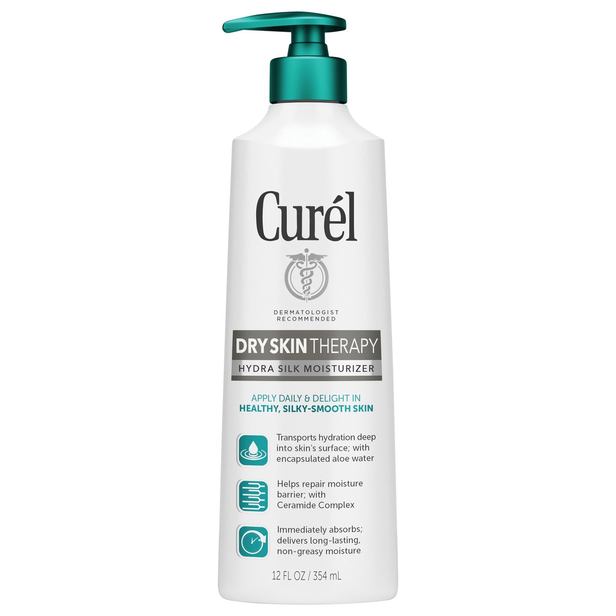 slide 1 of 5, Curél Extra Dry Skin Therapy Lotion, Body and Hand Moisturizer, Hydra Silk Hydration, with Advanced Ceramide Complex, and Aloe Water, 12 oz, 12 fl oz