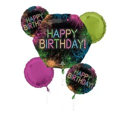 Anagram Let's Glow Crazy Happy Birthday Foil Balloon Bouquet