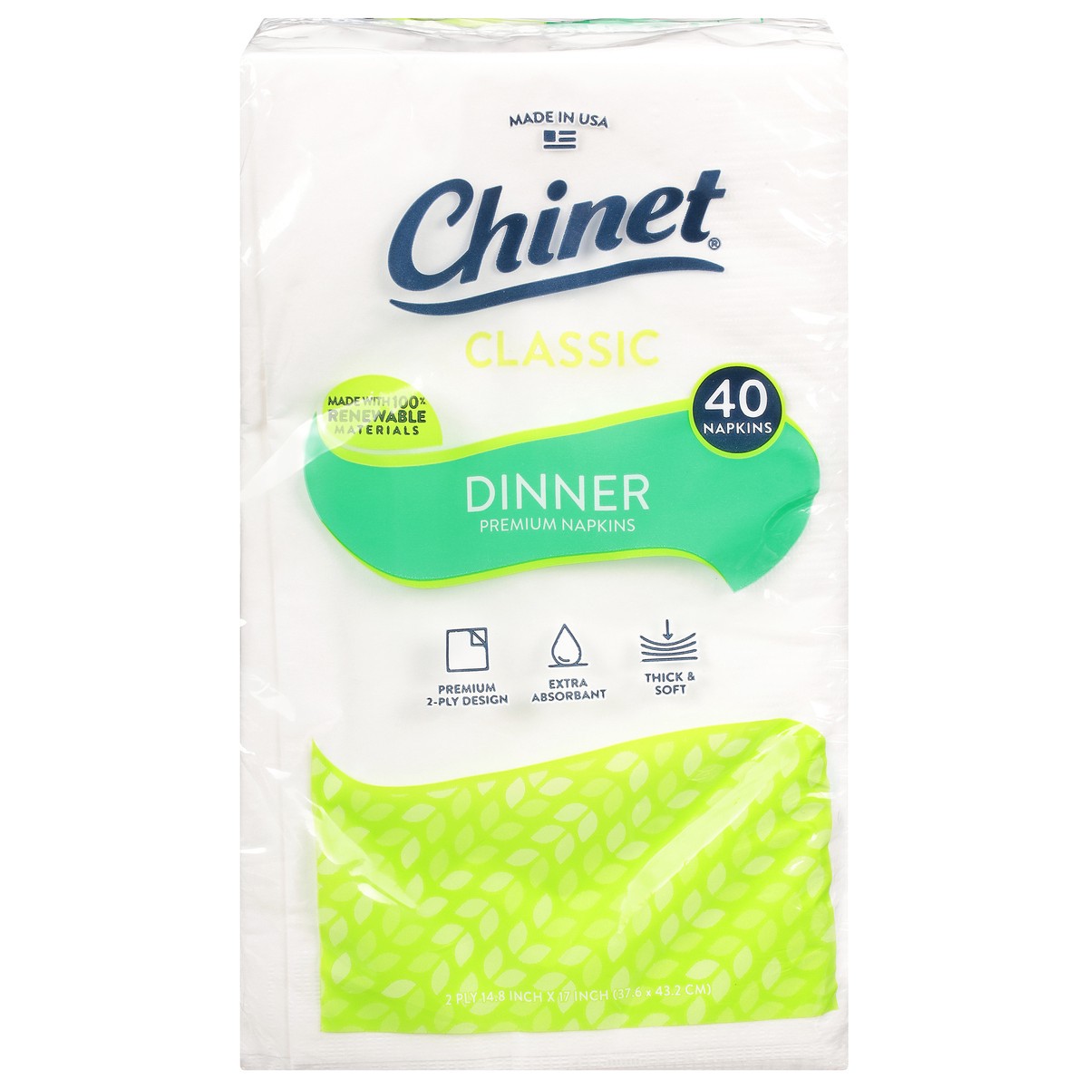 slide 1 of 11, Chinet 2 Ply Premium Classic Napkins 40 ea, 40 ct