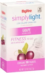 Hy-vee Simplylight, Grape Low Calorie Drink Mix To Go - 10 ct; 2 oz