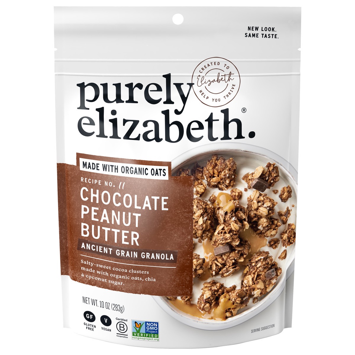 slide 2 of 13, Purely Elizabeth Grain Free Chocolate Peanut Butter Ancient Grain Granola 10 oz, 10 oz