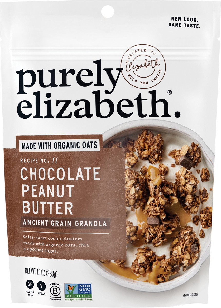 slide 3 of 13, Purely Elizabeth Grain Free Chocolate Peanut Butter Ancient Grain Granola 10 oz, 10 oz