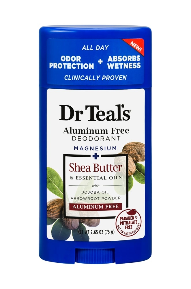 slide 1 of 1, Dr. Teal's Aluminum Free Shea Butter Deodorant, 2.65 oz