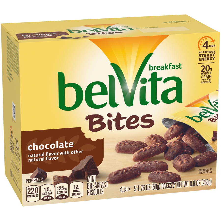 slide 3 of 8, belVita Chocolate Breakfast Biscuit Bites, 8.8 oz
