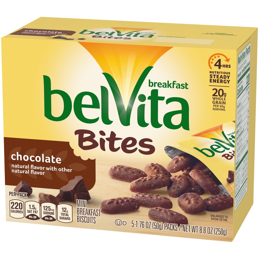 slide 4 of 8, belVita Chocolate Breakfast Biscuit Bites, 8.8 oz