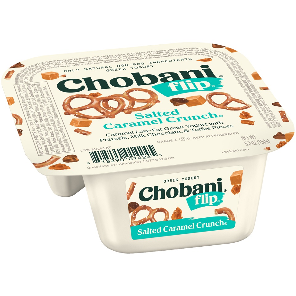 slide 2 of 8, Chobani Flip Salted Caramel Crunch Low-Fat Greek Yogurt, 5.3 oz