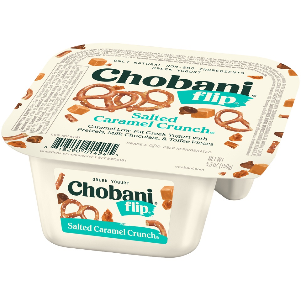 slide 3 of 8, Chobani Flip Salted Caramel Crunch Low-Fat Greek Yogurt, 5.3 oz