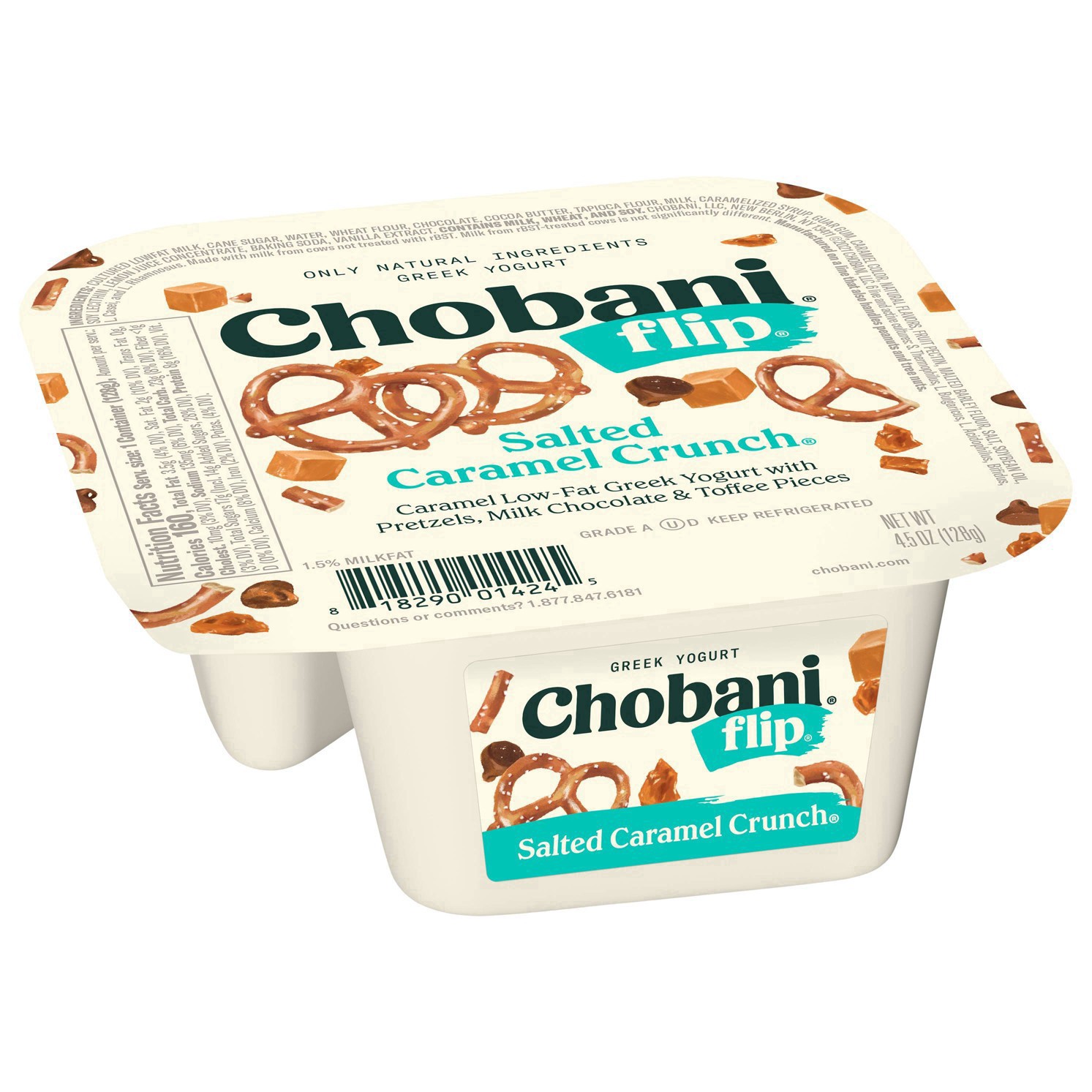slide 56 of 69, Chobani Flip Low-Fat Salted Caramel, Chocolate and Toffee Crunch Greek Yogurt - 4.5oz, 5.3 oz