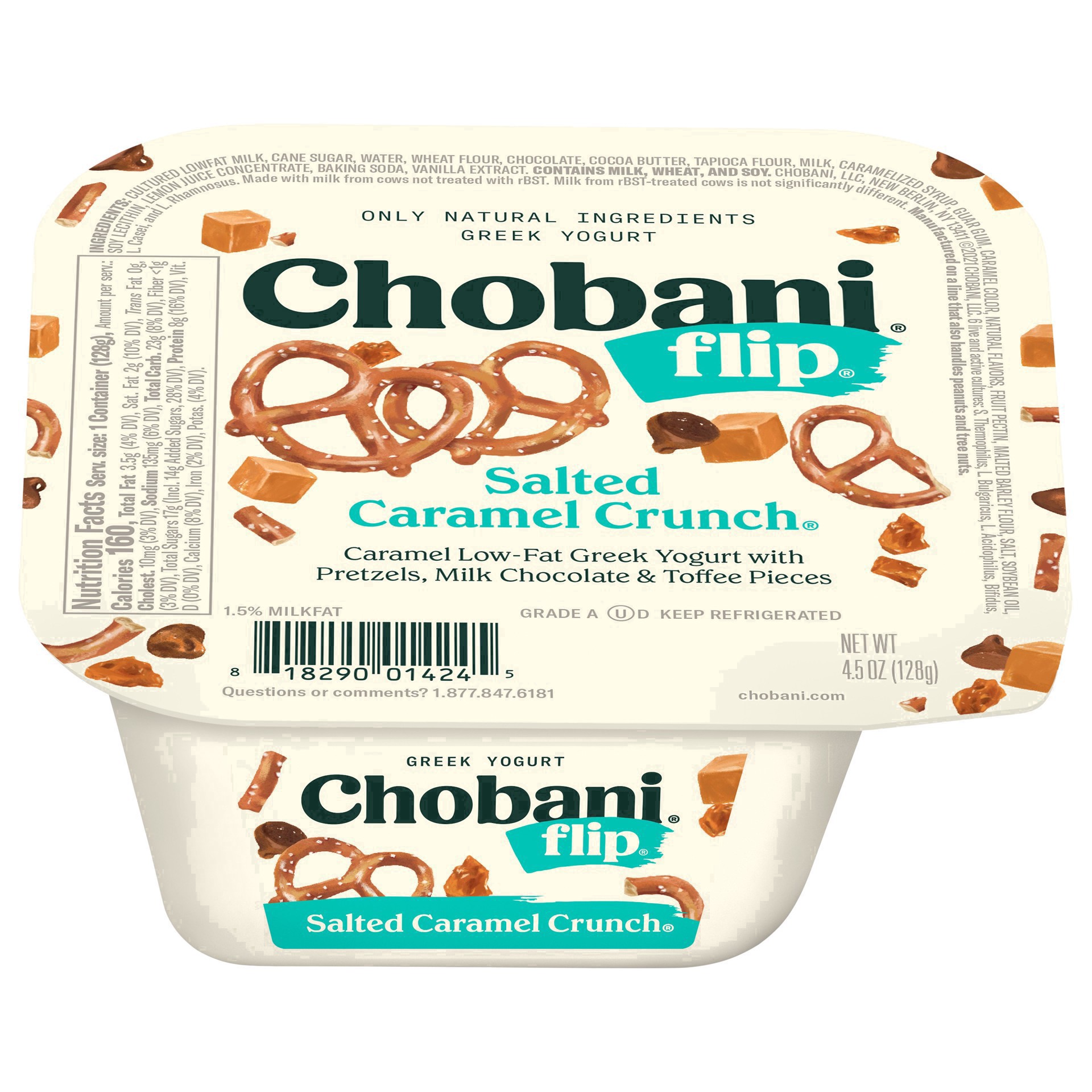 slide 55 of 69, Chobani Flip Low-Fat Salted Caramel, Chocolate and Toffee Crunch Greek Yogurt - 4.5oz, 5.3 oz