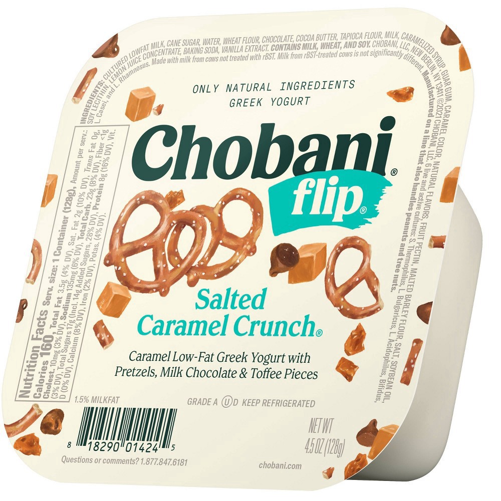 slide 3 of 14, Chobani Flip Salted Caramel Crunch Low-Fat Greek Yogurt, 5.3 oz